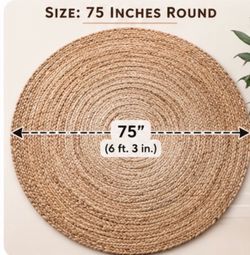 75” Round Natural Jute Rug – Like New