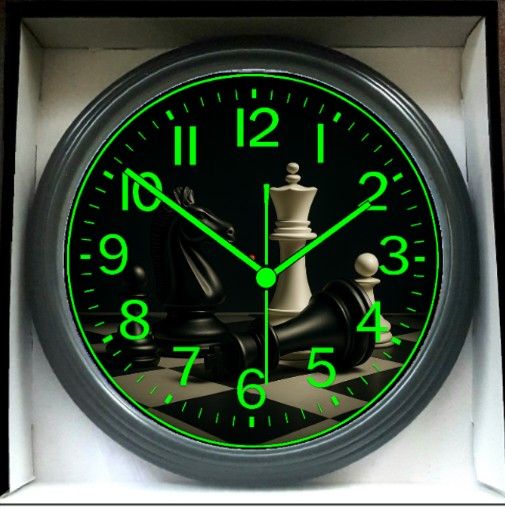 Chessboard Chess Clock Time Glow In The Dark Wall Clock New