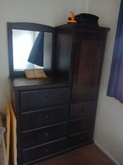 Black Wood Nightstand with Drawer