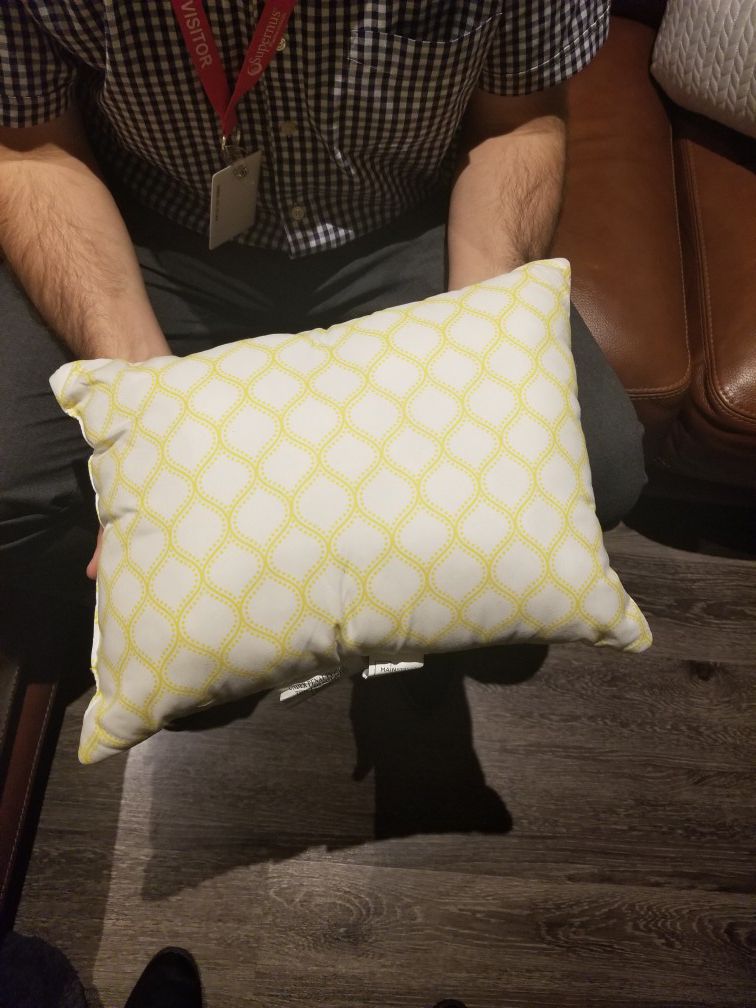 Yellow and White Decorative Pillow