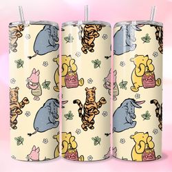Custom 20oz Pooh Bear & Friends Yellow Stainless Steel Tumbler