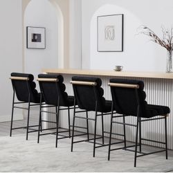 Black Linen Bar Stools 