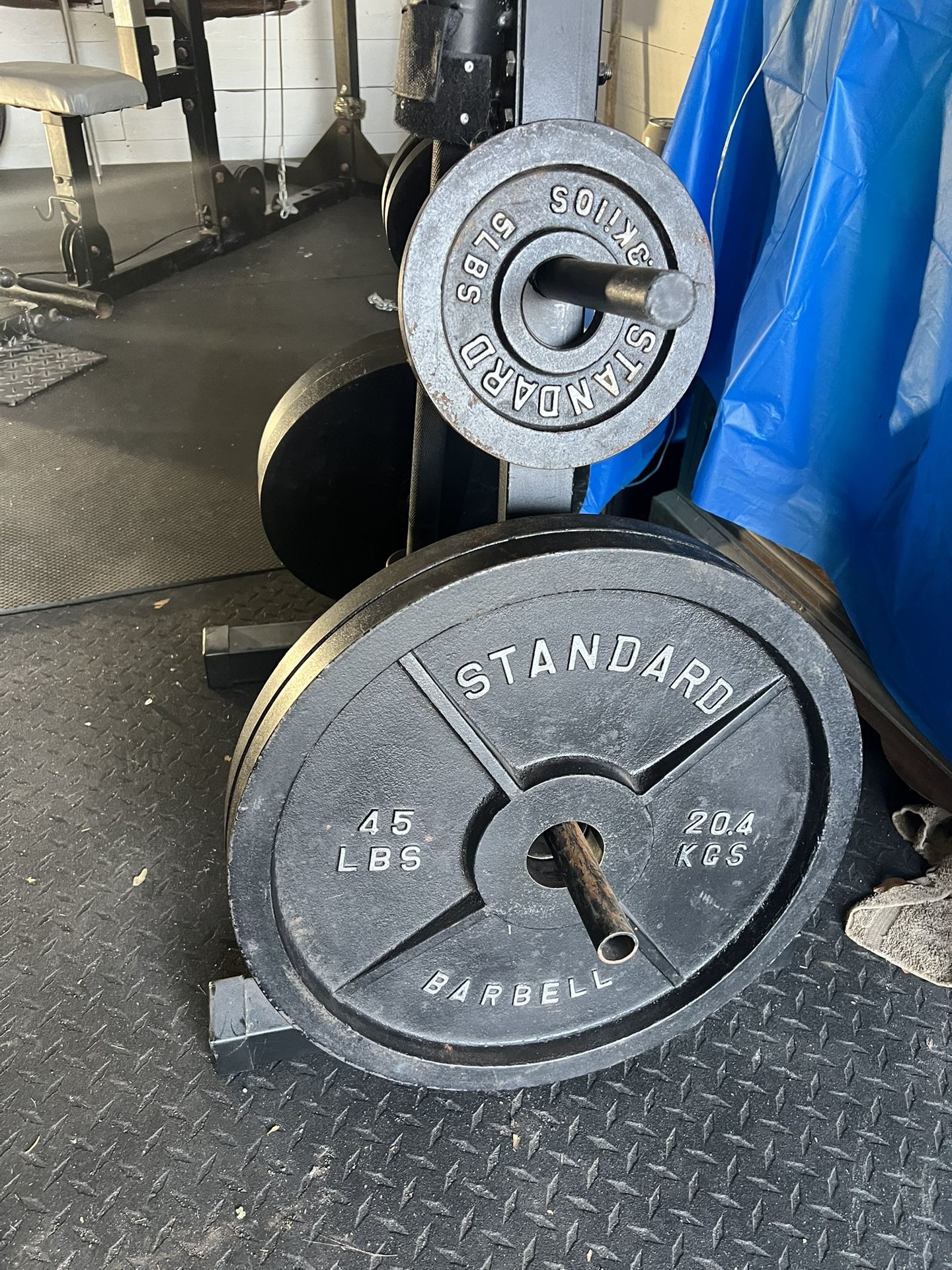 2 Inch Olympic Weight Set With Weight Tree And Barbell