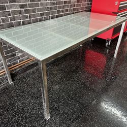 High Quality Stainless Desk With Glass Top