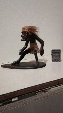 "Tiki man" hand carved from teak wood