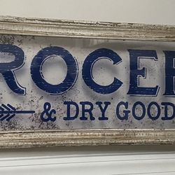 Glass Groceries & Dry Goods Sign
