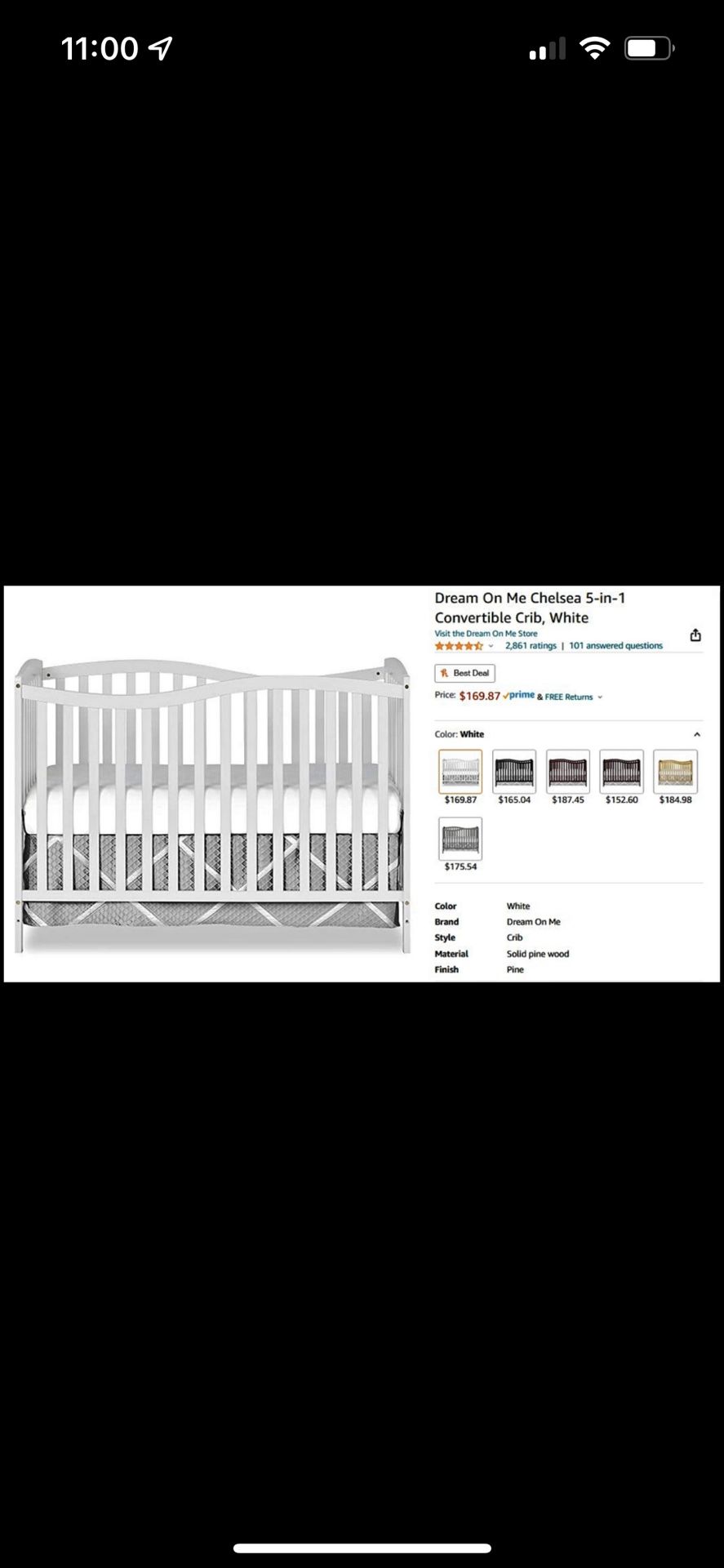 Save Big on this Dream On Me Convertible Crib - White