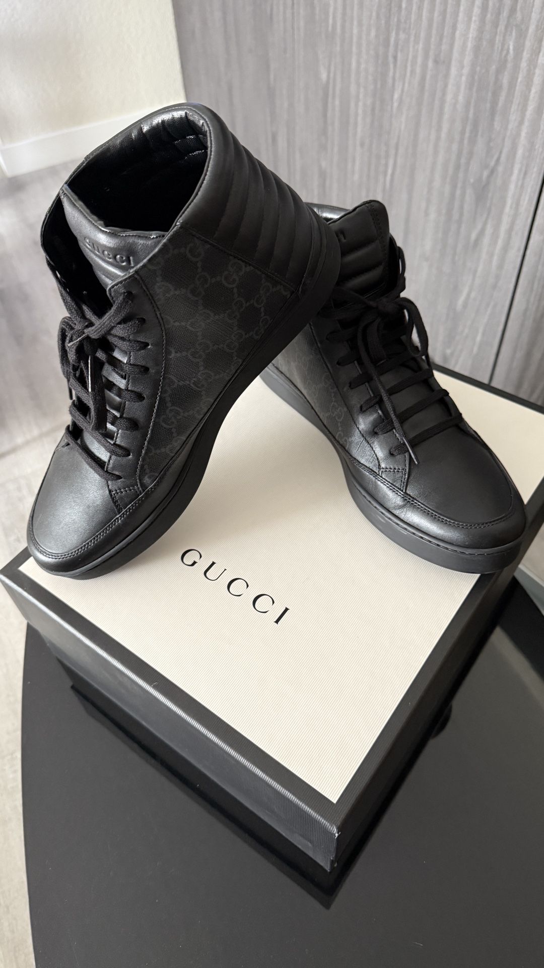 Gucci Men's 9size Boots Shoes Black-gray