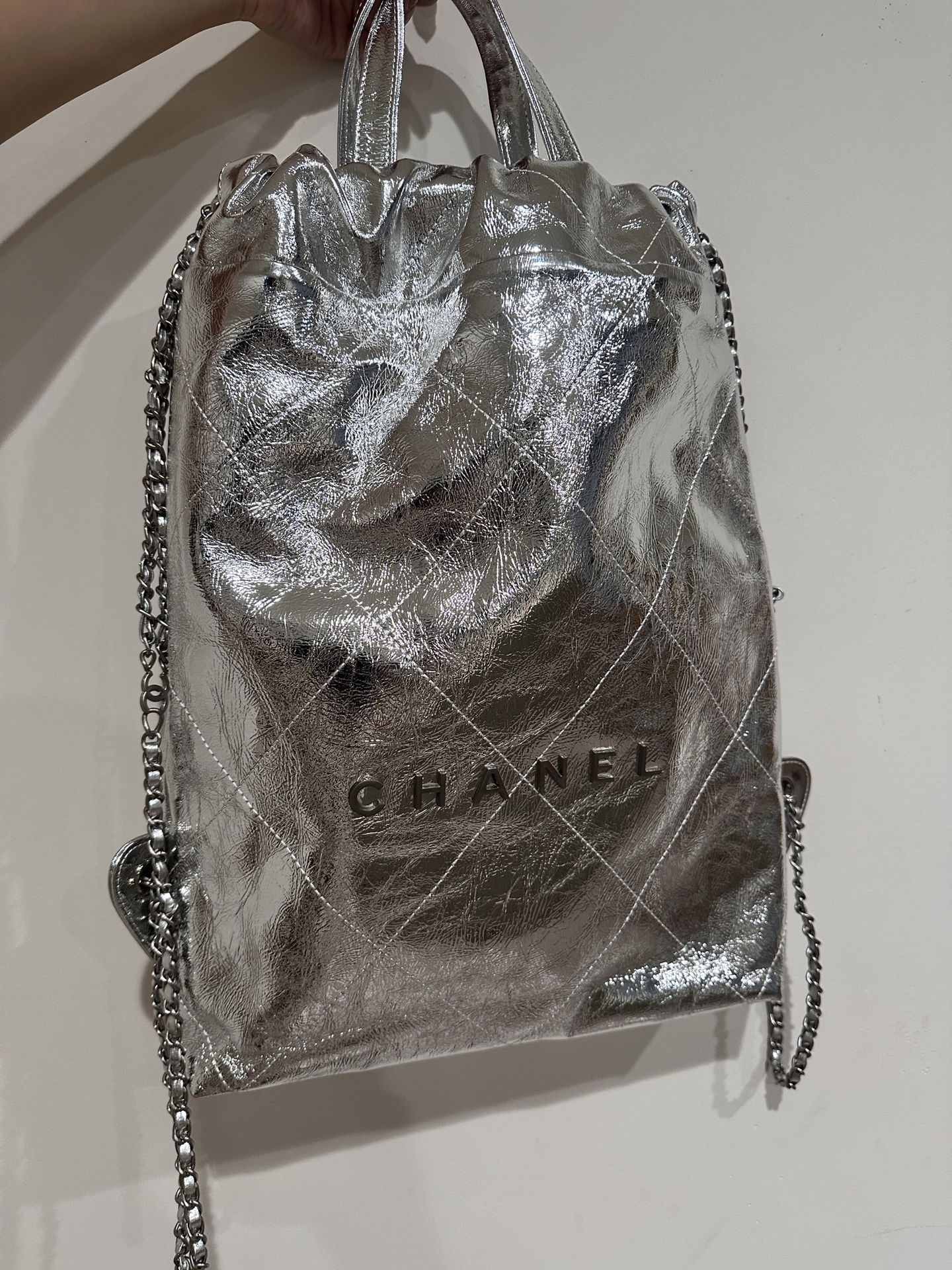 Chanel 22 Backpack Silver