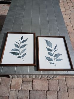 Set of 2 Botanical Leaf Framed Wall Art Prints