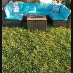 Gorgeous patio set patio furniture, patio furniture, set outdoor patio furniture, set patio sofa, patio couch, propane fire pit, brand new