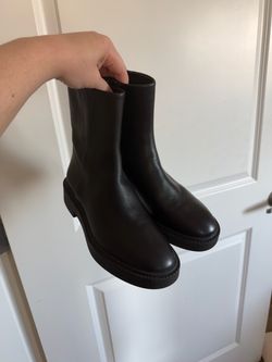 Vince Black Leather Ankle Boots