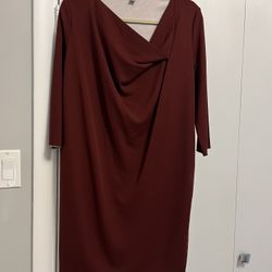 COS Ladies New Burgundy Long Sleeve Jersey Dress SZ S