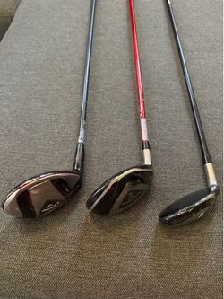Callaway left handed set of 3 & 5 Woods and 3 Hybrid Golf Clubs