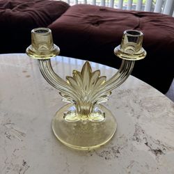 Vintage Fostoria #2484 Baroque Canary Yellow Candelabra ~Rare!
