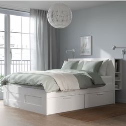 IKEA Brimnes Queen bed frame with storage drawers