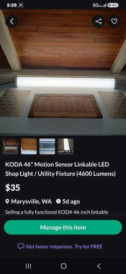 46" LED Shop Light with Motion Sensor - 4,600 Lumens (Garage / Workbench)