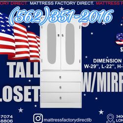 White tall Wardrobe Closet With Mirror New Ropero 