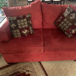 Red Sofa And Loveseat Good Condition No Pets