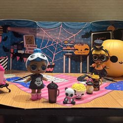 LOL Sleepover Soirée Collection 2 Dolls and Playset (Sleepy Bones & Baby Cat Dolls)