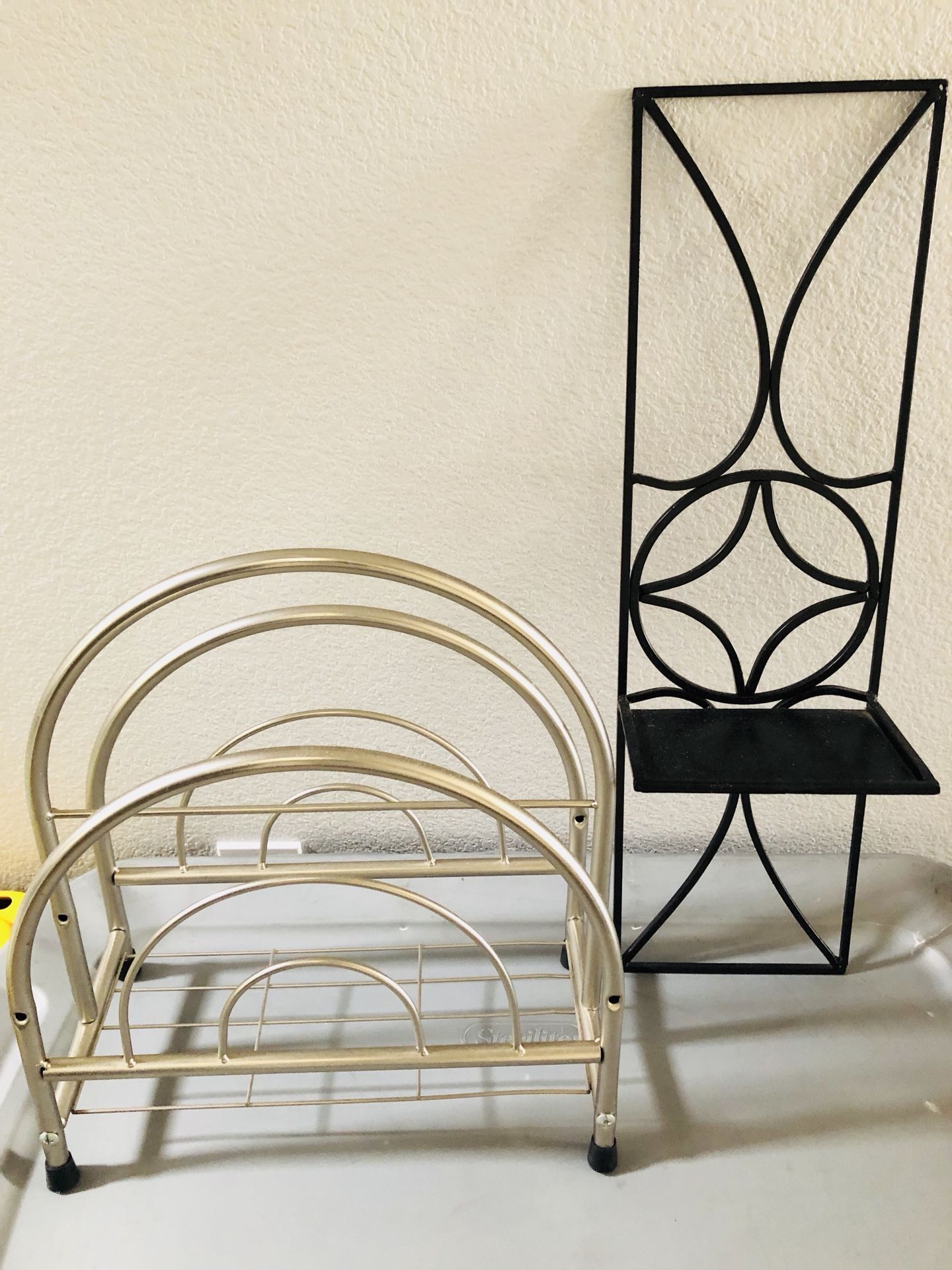 Stainless Steel magazine rack and Candle Holder