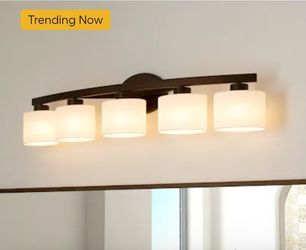 NIB allen + roth Merington 37.5-in 5 -Light Antique Bronze Transitional Vanity light