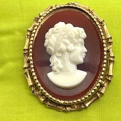 Vintage Pretty Lady Cameo Brooch
