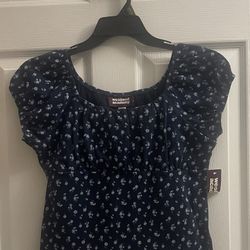 Brand New Girls Navy Blue Floral Top Size XXL Kids 
