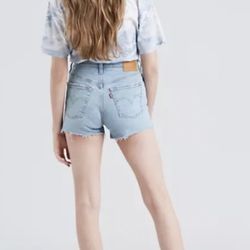 Levi’s 501 High Rise Button Fly Denim Shorts – Light Tango Blue (Size 30)