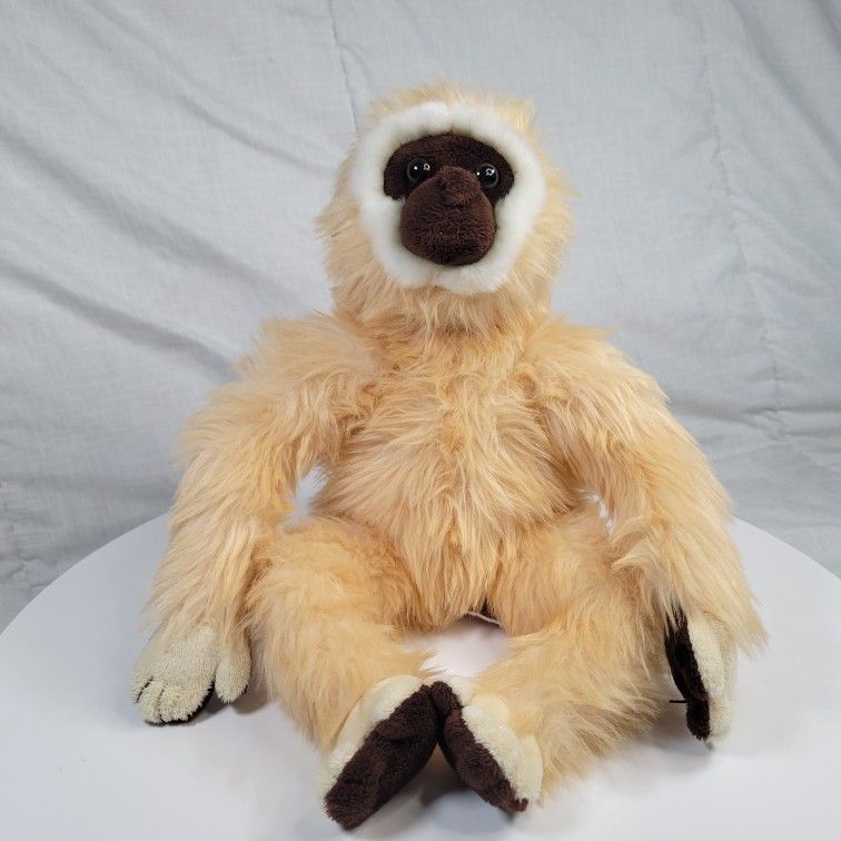Aurora World Gibbon Monkey 14" Plush Stuffed Animal Cream Tan Brown White Toy