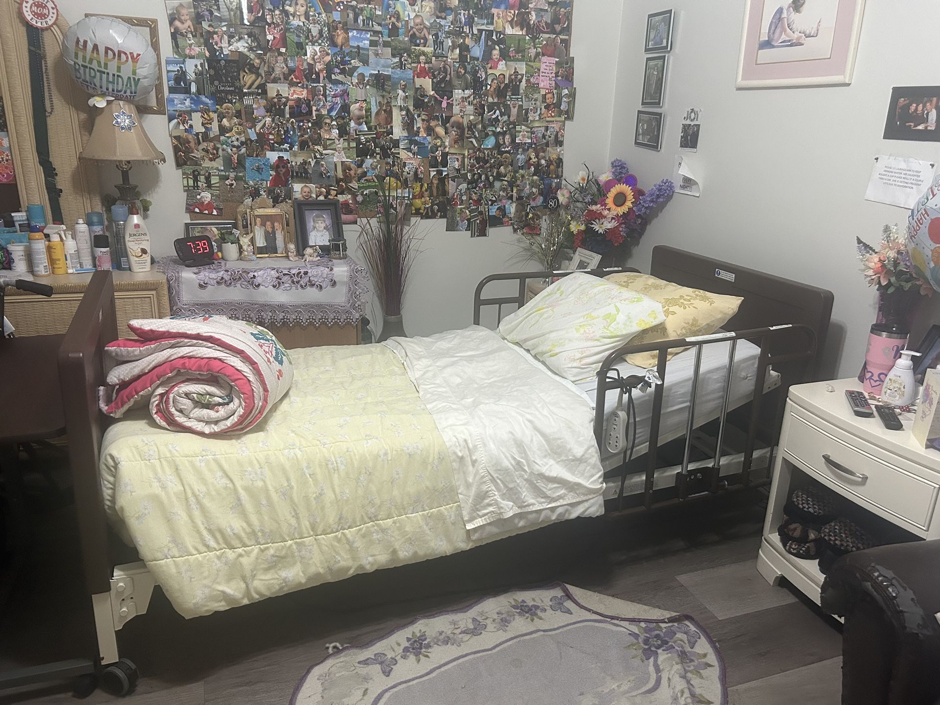Adjustable Bed With Rails And Table