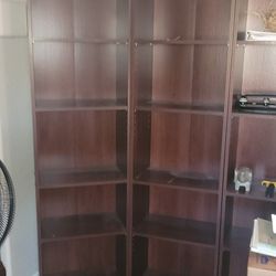 Set of 3 Matching Wood Bookcases / Shelving Units – Modular Setup
