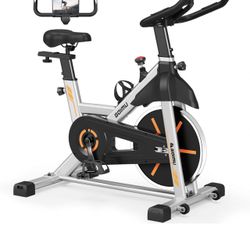 Exercise bike, Adjustable Resistance Stationary Bike, Indoor Cycling Bike with Comfortable Seat Cushion, 1 Second Quick Brake Stop, Heavy-Duty Steel F