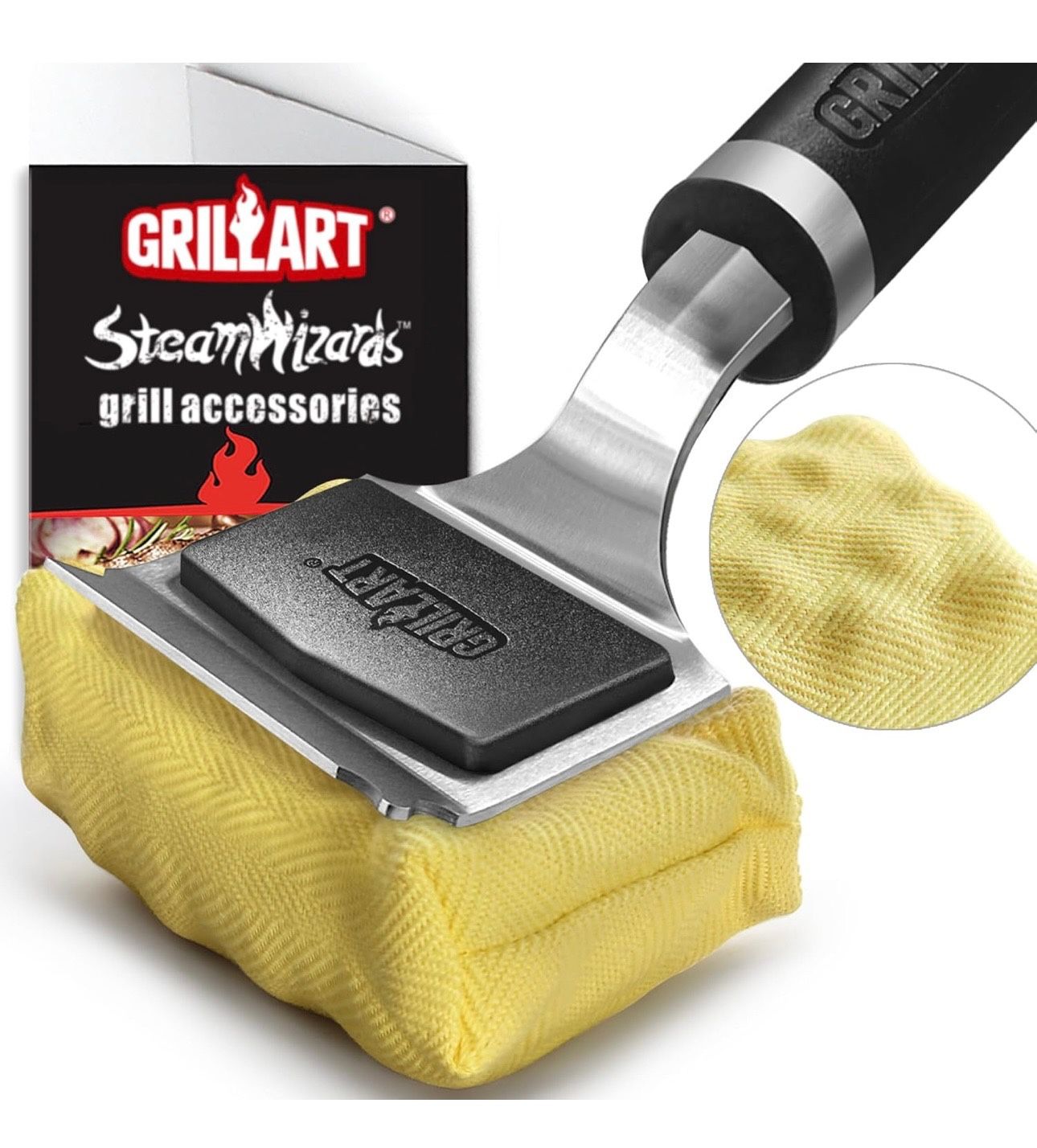 GRILLART Grill Brush for Outdoor Grill Bristle Free - Reinforced Grill Cleaner Scraper BBQ Brush - Replaceable Head Barbecue Grill Cleaning Brush - Sa