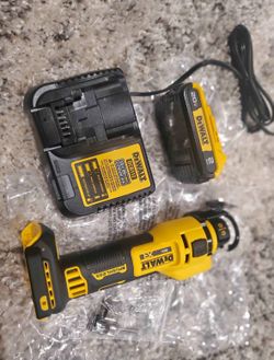 DEWALT XR 20V Lithium-Ion Cordless Rotary Drywall Cut-Out with 2.0 battery charger