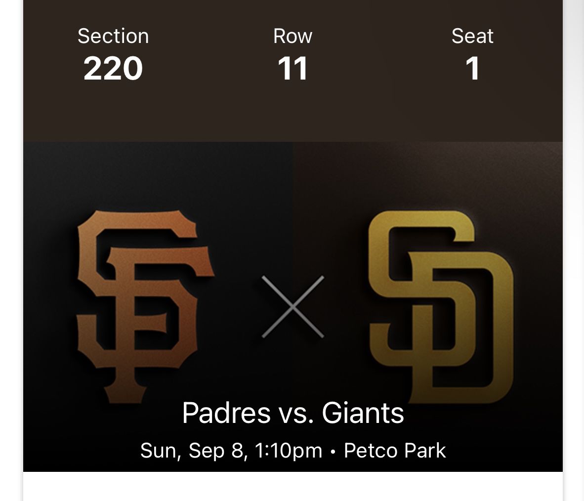 Padres v Giants Tickets 9/8/24 (4Tickets)