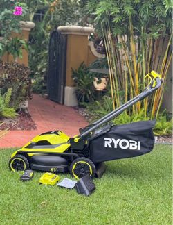 Ryobi 21” Self Propelled Mower + Battery + Charger + Bag - Brand new