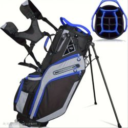 14-Way Golf Stand Bag With Cooler & Shoe Pocket, Rain Hood & Putter Well (Blue)