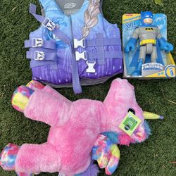 Kids Toys. Unicorn, Life Jacket, Batman