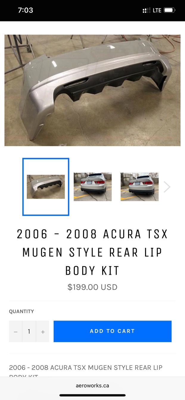 2006 - 2008 ACURA TSX MUGEN STYLE REAR LIP BODY KIT