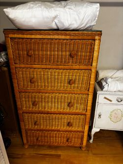 Tall wicker dresser