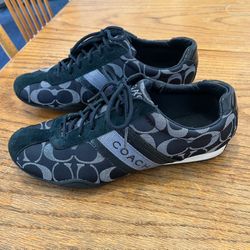 Coach Blue Satin Signature Suede Shoes Size 8 Clean Material Inside & Out