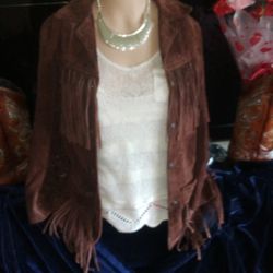 Fringe Soft Leather Jacket (Small) Approx. Wmns Sz 3