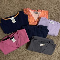 Scrub tops count of 6, all size M and cotton fabric