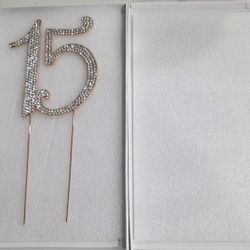 15 Cake Topper Premium Rose Gold Metal