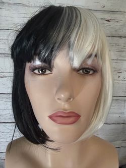 Short Black & White Wig