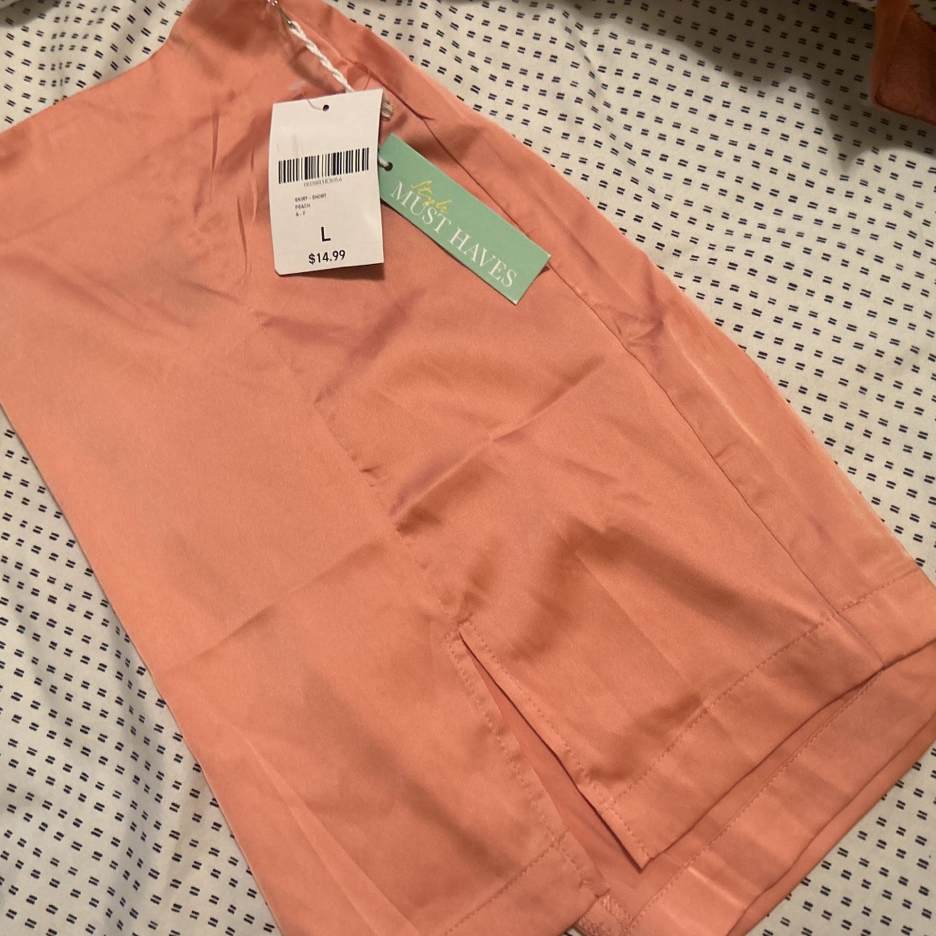 Satin Peach Skirt Size L