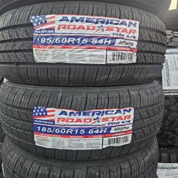 185-60-15 !!! AMERICAN ROADSTAR A/S !!! $230 LAS 4 LLANTAS MONTADAS Y BALANCEO INCLUIDO 👌