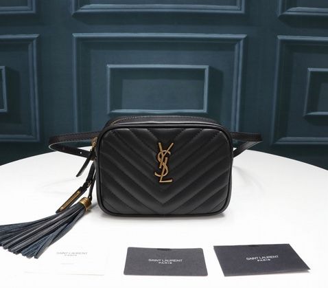 Saint Laurent Lou Medium YSL Camera Bag w/ Pocket in Quilted Leather