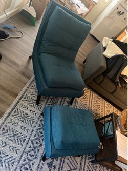 Modway Ramp Lounge Chair & Ottoman - Teal - Good Condition